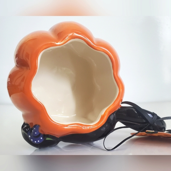 Blue Sky Clayworks Halloween 3D Cat Pumpkin Coffee Mug 16oz NWT Collectible - Picture 9 of 12